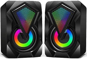 USB-Powered Stereo Desktop Speakers with RGB Lights