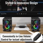 USB-Powered Stereo Desktop Speakers with RGB Lights