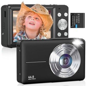 CAMKORY 1080P 44MP Compact Vlogging Camera Black
