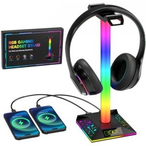 RGB Gaming Headphone Stand with USB Charger