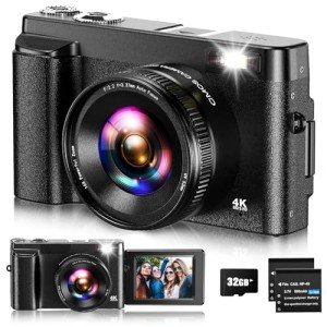 4K 48MP Compact Vlogging Camera with 180° Screen