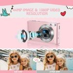 Compact FHD 1080P 44MP Digital Camera - Pink