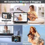 4K 48MP Compact Digital Camera with Flip Screen