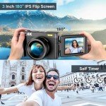 4K 48MP Compact Digital Camera with Flip Screen