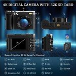 4K 48MP Compact Digital Camera with Flip Screen