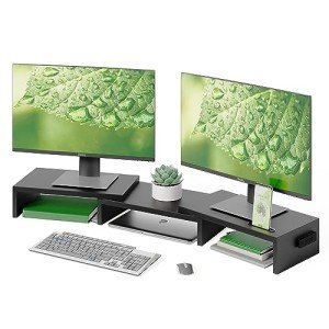 BONTEC Adjustable Wooden Monitor Stand with Groove