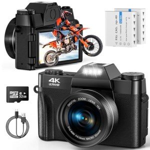 4K UHD Vlogging Camera with 16X Zoom & Flip Screen