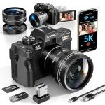 48MP 5K Vlogging Camera with WiFi & Lens
