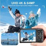 4K Kids Vlogging Camera with 18X Zoom and 64MP