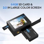 Yolansin 4K Action Camera with 64GB SD Card