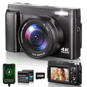 4K 48MP Autofocus Digital Camera with Flip Screen