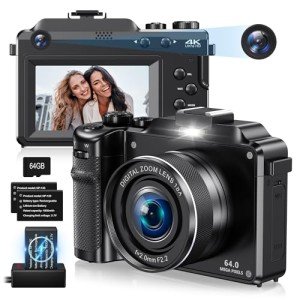 64MP 4K Vlogging Camera with Zoom & Filters