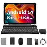 PRITOM 10-Inch Android 14 Tablet with Keyboard