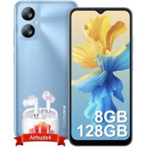 Blackview A52Pro Android Phones, 8GB RAM+128GB ROM/1TB, 90Hz 6.52", 5180mAh Fast Charge, Android 13 Smartphone, 13MP+5MP, 4G Dual Sim Free, Fingerprint/Face Unlocked, 3.5mm Jack, Latest Phone -Blue