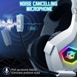 White Gaming Headset with Surround Sound & RGB Lights