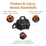 Amazon Basics Large DSLR Camera Bag, Black/Orange