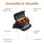 Amazon Basics Large DSLR Camera Bag, Black/Orange