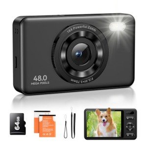 Autofocus 2.7K 48MP Kids Digital Camera with 64GB Card