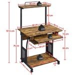 Yaheetech 3-Tier Rolling Home Office Computer Desk