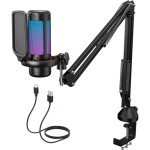 TONOR RGB USB Gaming Microphone with Boom Stand