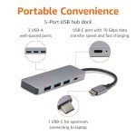 Amazon Basics USB Hub Dock, 10 Gbps, Silver/Black