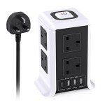 8-Way Surge Protected Tower Extension with USB-C