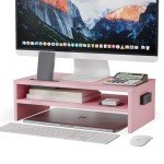 BONTEC Ergonomic Wood Monitor Stand with Smartphone Holder