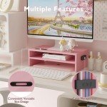 BONTEC Ergonomic Wood Monitor Stand with Smartphone Holder