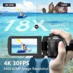 Hojocojo 4K Camcorder with 18x Zoom & Accessories