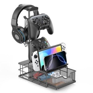 KDD Headphone Stand with Drawer & Cable Organizer