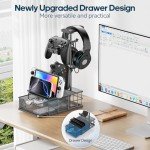 KDD Headphone Stand with Drawer & Cable Organizer