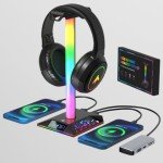 RGB Gaming Headphone Stand with USB Charger