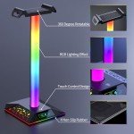 RGB Gaming Headphone Stand with USB Charger