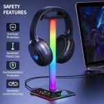 RGB Gaming Headphone Stand with USB Charger