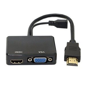 HDMI to VGA & HDMI Female Splitter Adapter
