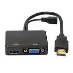 HDMI to VGA & HDMI Female Splitter Adapter