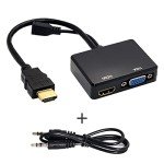 HDMI to VGA & HDMI Female Splitter Adapter