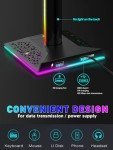 VCOM RGB Headphone Stand with 10 Light Modes, Gaming Controller Holder with 2 USB Ports, PC Gaming Accessories for Desk, Universal Organizer Headpsets/Xbox PS5 Controller Stand Gamer gifts
