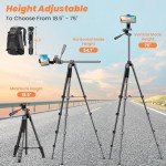Nineigh 75'' Lightweight Tripod for Cameras & Smartphones