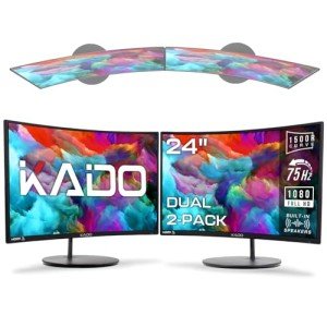 Kado Dual 24" Curved Monitors 75Hz with Speakers