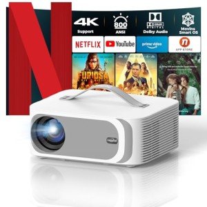 Smart 4K WiFi Bluetooth Projector for Home Cinema