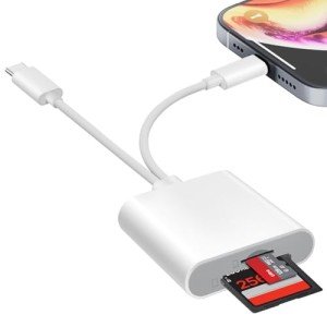 Dual Slot USB C SD Card Reader for iPhone/iPad