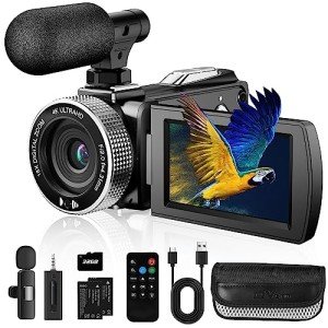 Vmotal 4K Video Camera with Wireless Mic and Accessories