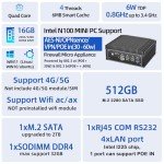 NEOSMAY Fanless Mini PC with 4 LAN Ports