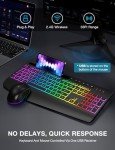 Backlit Wireless Keyboard and Mouse Combo with Wrist Rest