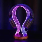 Walnut Wood Headphone Stand with LED Lights