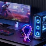 Walnut Wood Headphone Stand with LED Lights