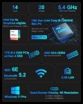 GEEKOM Mini IT13 PC, Intel i9, 32GB RAM, 1TB SSD