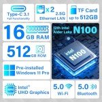 HEIGAOLAPC Mini PC - 12th Gen Alder Lake, 16GB RAM