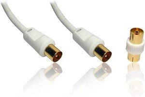 Gold Coaxial TV Aerial Cable with Adapters (1m)